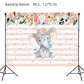 Sfondo con elefante a righe rosa con rose acquerellate e paillettes per feste bimbi - Sfondo Elefante Rosa
