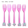 Détail de fourchettes de fête roses à motif éléphant avec dimensions et quantité incluses - Fourchettes Éléphant Rose