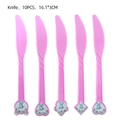 Lot de 10 couteaux en plastique rose avec motif éléphant pour fête d'enfants - Couteaux Éléphant Rose