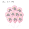 Lot de 10 ballons en latex roses de 12 pouces avec motif éléphant gris couronné - Ballons Éléphant Rose