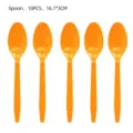 10 orange Kunststofflöffel für Kindergeburtstage 16,1x3 cm Einweggeschirr Set - Orangefarbener Kunststofflöffel / 10er Pack