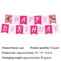 Pink checkered horse themed HAPPY BIRTHDAY banner decoration set for girls party - Happy Birthday Banner