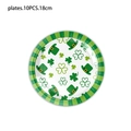10-piece pack of 18cm St. Patrick's Day paper plates with shamrock and green hat patterns - 7 inch 10PCS