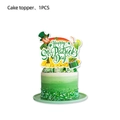 Happy St. Patrick's Day cake topper with leprechaun and gold coins on green cake - Large Cake Topper 1PC
