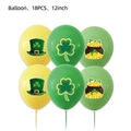 18PCS 12-inch St. Patrick's Day latex balloons featuring clover and gold coin designs - Latex Balloons 18PCS