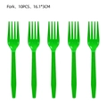 Set of 10 vibrant green St. Patrick's Day party forks with anti-slip textured handles - Plastic Forks 10PCS