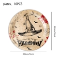 Λεπτομέρεια από χάρτινα πιάτα Halloween 9 ιντσών με καπέλο μάγισσας και σχέδια αίματος - Πιάτα Καπέλο Μάγισσας / Πιάτα 9 Ιντσών 10 Τεμάχια