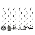 Halloween hangende decoraties met vintage zwart-witte griezelige schedel- en pompoenmotieven - Spiralen 6 stuks