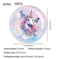 Detail of 9-inch purple unicorn party plates with dreamy butterfly patterns and 10pcs pack - Large Plates