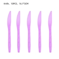 Lot de 10 couteaux jetables violets en plastique avec manche texturé et lame dentelée - Couteau Violet