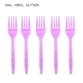 Lot de 10 fourchettes en plastique violet pour fête licorne avec manches texturés - Fourchette Violette