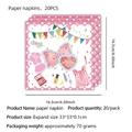 Pink pajama party paper napkins set of 20 with cute makeup and heart patterns - Napkins
