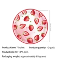 7-inch strawberry print disposable paper plates for birthday party supplies 10-pack - 7"