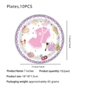 Pink pajama party disposable paper plates set of 10 featuring cute teddy bear and donut motifs - 7 Inch Plates