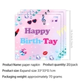 20pcs Happy Birth-Tay theme paper napkins with disco ball and music notes for party - Napkins