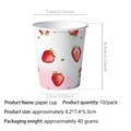 Set of 10 disposable paper cups with sweet strawberry patterns for birthday parties - Paper Cup