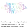 Iridescent birthday girl banner party supplies set with stars and disco ball decorations - Banner