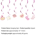 Pink pajama party hanging swirls featuring heart and pillow designs for ceiling decor - Hanging Swirl Decorations