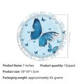 Platos de papel de mariposa azul claro con purpurina para fiesta de cumpleaños, pack de 10 - Plato de 7 pulgadas