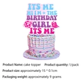 Pink and purple Birthday Girl cake topper with disco ball and butterfly motifs - Large Cake Topper