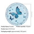 Pack de 10 platos de papel azul claro de 23cm con diseño de mariposas para decoración - Plato de 9 pulgadas