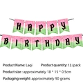Rosa-grüne Happy Birthday Girlande mit Kirschblütenmuster für Partydekorationen - Hexe Happy Birthday Banner