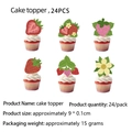 Lot de 24 décorations de gâteau fraise pailletées pour fête d'anniversaire douce - Petites décorations de gâteau (24 PCS)