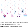 Music themed hanging swirl decorations with neon disco and guitar cutouts for parties - Swirl Decoration