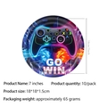 Detailansicht der 7-Zoll Gamer-Pappteller mit Controller-Design und Maßen für Partys - 7"