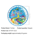 Blue 7-inch paper plates for boys' back to school party with colorful cartoon icons - 7 Inch Plate (10pcs)