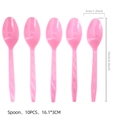 Pink reusable plastic spoons set of 10 with non-slip diamond texture for girl birthday party - Pink Spoon