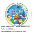 Blue 9-inch dinosaur themed back to school disposable paper plate for boy school party - 9 Inch Plate (10pcs)