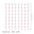 Pink and white striped disposable paper straws for parties, 10 pieces pack, length 20cm - Pink Striped Straws