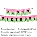 Pink and green gradient Happy Birthday banner with cherry blossom theme and gold accents - Witch Happy Birthday Banner