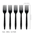 Set di 10 forchette in plastica nera antiscivolo per feste di compleanno a tema corse - Forchetta in Plastica Usa e Getta / Confezione da 10 / Nero