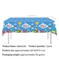 Blue Back to School tablecloth measuring 137x274cm with school stationery patterns - Tablecloth (1pc)
