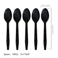 Set di 10 cucchiai di plastica nera per feste a tema corse, 16,1 cm con manico testurizzato - Cucchiaio in Plastica Usa e Getta / Confezione da 10 / Nero