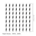 Cannucce di carta a righe bianche e nere tema corse set da 10 per compleanno - Cannucce di Carta a Righe Nere / 10 Pezzi (20cm)