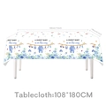 Blue baby shower tablecloth with A Sweet Baby Is On His Way text and watercolor patterns - Tablecloth (180x108cm) - 1pc
