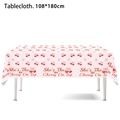 Roze feesttafelkleed met kersen- en strikmotieven, maat 108x180cm voor meisjesfeesten - Kers Tafelkleed / 180x108cm
