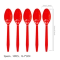 Set of 10 red plastic spoons for Pikachu themed birthday party tableware supplies - Red Plastic Spoons