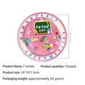 Piatti di carta rosa Back to School con bordo a alfabeto e icone scolastiche da 7 pollici - Piatti da 7 Pollici 10 Pezzi