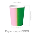 Lot de gobelets en papier dégradé rose et vert avec paillettes d'or et dimensions - Gobelet en Papier - Thème Sorcière / Lot de 10 / Dégradé Rose et Vert
