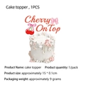 Close-up of Cherry On Top cake topper with pink bow and red glitter finish details - Cake Topper (Cherry On Top)