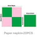 Dimensions des serviettes en papier à carreaux rose et vert, 20 pièces pour fête - Serviette en Papier - Thème Sorcière / Paquet de 20 / Damier Rose et Vert