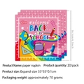 Tovaglioli di carta rosa a tema scuola con disegni di materiale scolastico e arcobaleno - Tovaglioli di carta 20 PCS