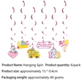 Pink Schulanfang hanging swirl decorations with unicorn and school bus cards - Spirals 6PCS