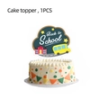 Pink Back to School cake topper with school bus design and decorative support poles - Large Cake Topper 1PC