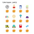 Pink back to school cake toppers set of 24 pieces for student classroom party supplies - Small Cake Toppers 24PCS