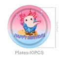 Pink Axolotl 9-inch disposable paper plates for Happy Birthday party decoration - 9 Inch Plates